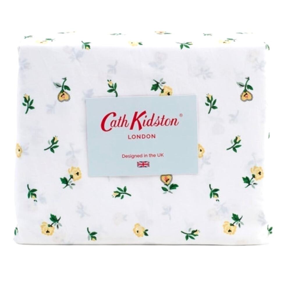Cath Kidston London Cotton LACE DITSY LEMON 4pc FULL Sheet Set